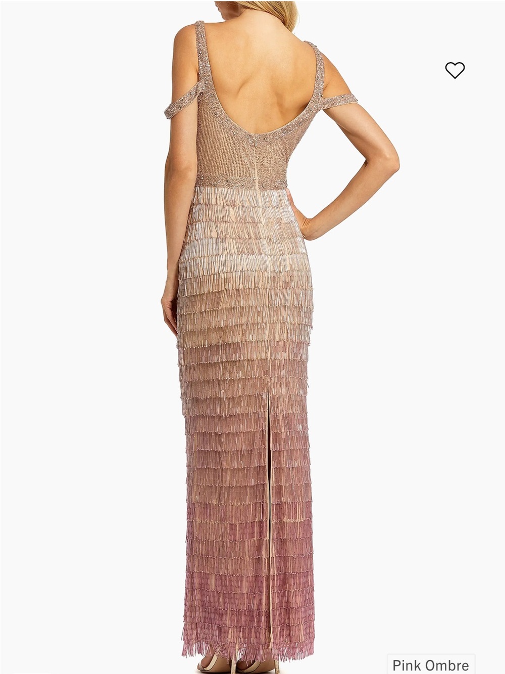 Mac Duggal Collection Sleeveless Beaded pink ombré Fringe beaded Gown - Picture 2 of 15